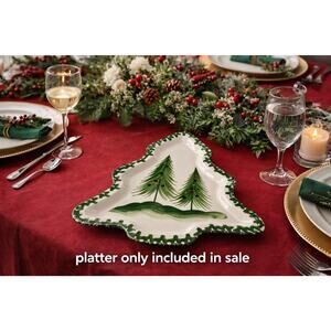Vintage Zanolli Italian Majolica Christmas Tree Platter Hand Painted Ceramic